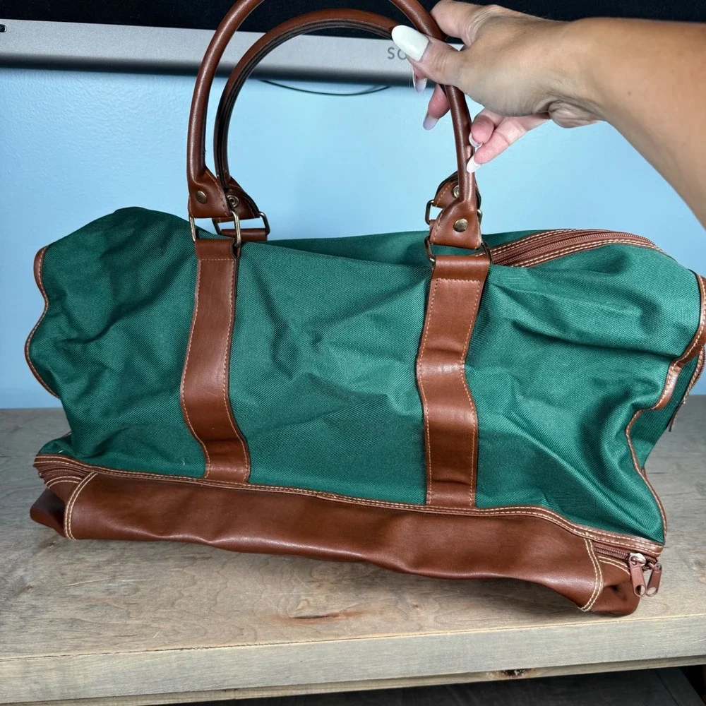 Vintage 90s Polo Ralph Lauren Duffle Bag Mens Large Green Canvas Travel Bag